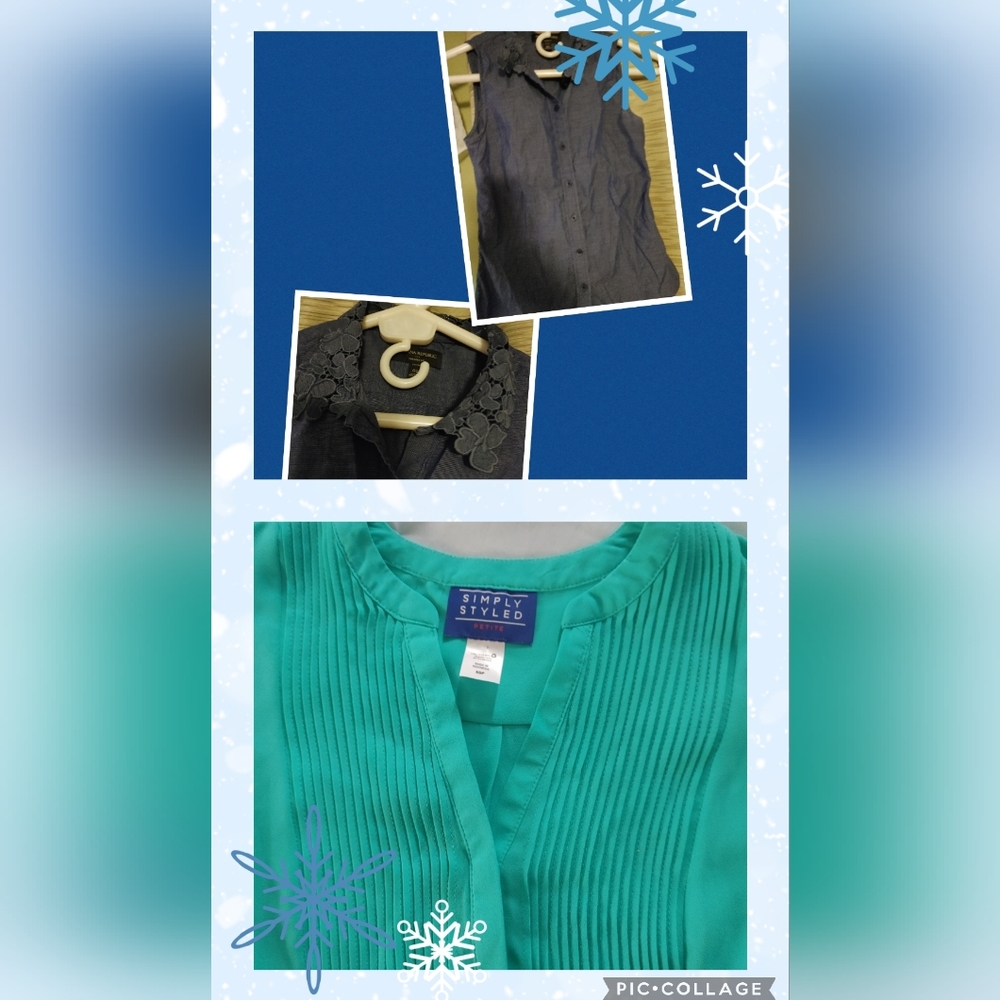 2 for $6 sleeves shirts turquoise and blue size 00P & XSP